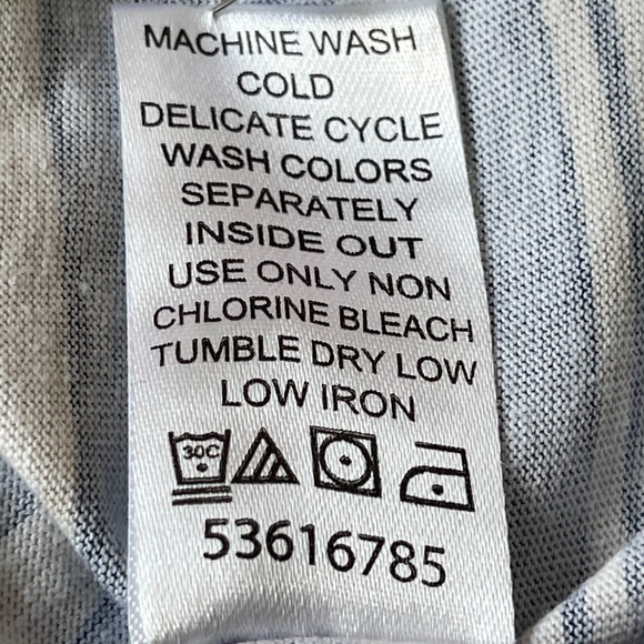 Woman Within Tunic Top Shirt Size 1X‎ Blue Stripe 3/4 Sleeve Cotton Tee - Picture 8 of 9